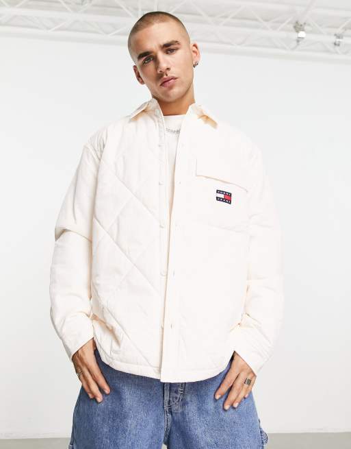 Tommy Jeans – Heritage Capsule – Gesteppte Hemdjacke in Wollweiß, exklusiv bei ASOS