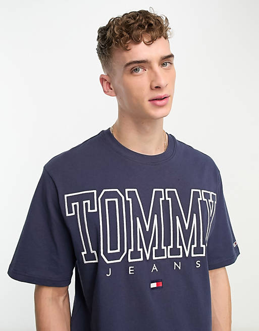 Tommy Jeans – Heritage Capsule – Skater-T-Shirt in Marineblau aus Baumwolle  mit Front-Logo, exklusiv bei ASOS | ASOS