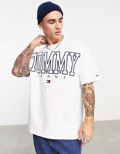 Tommy Jeans – Heritage Capsule – Vit t-shirt i skate-modell med logga framtill av bomull, endast hos ASOS