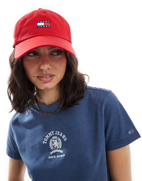 Tommy Jeans heritage flag cap in hot red - view 1