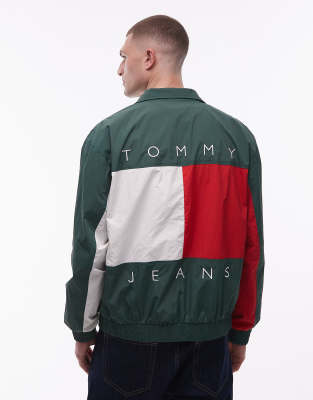 Tommy Jeans Heritage Flag Jacket In Green