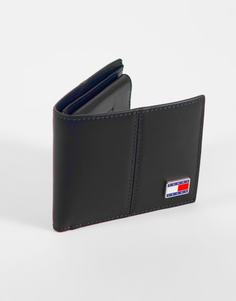 Tommy Jeans heritage flag logo card and coin holder in black - view 1