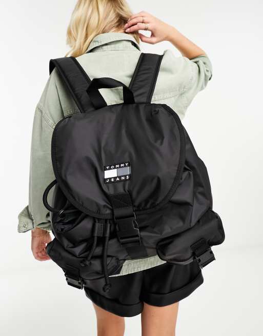 Tommy Jeans heritage flap backpack in black ASOS