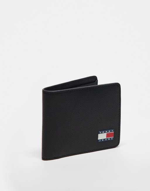 Tommy Jeans – Heritage – Geldbörse aus Leder in Schwarz