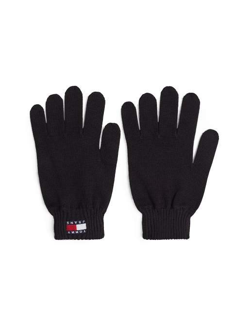 Tommy Jeans – Heritage – Handschuhe in Schwarz mit Aufnäher