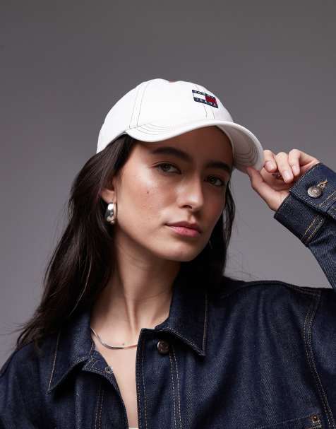 Tommy Jeans heritage flag cap in ecru denim