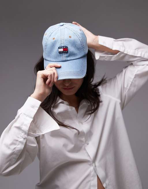 Tommy Jeans – Heritage – Kappe aus blauem Denim mit Flaggenlogo
