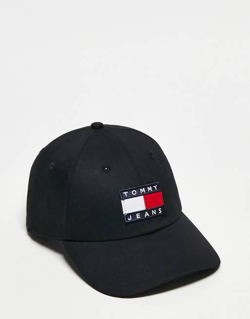 Tommy Jeans – Heritage – Kappe in Schwarz mit Flaggen-Logo