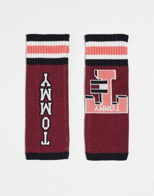 Tommy Jeans heritage logo hand warmers in burgundy