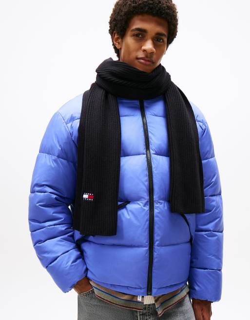 Tommy Jeans Heritage logo rib-knit scarf in black, 4 of 4