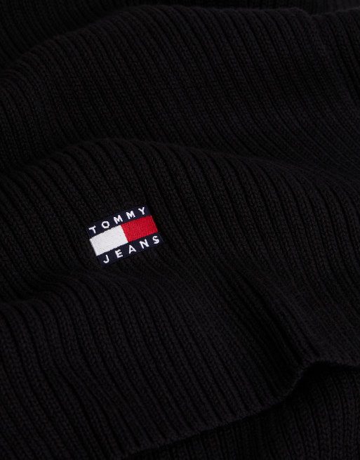 Tommy Jeans Heritage Logo Rippstrickschal in Schwarz, 2 von 4