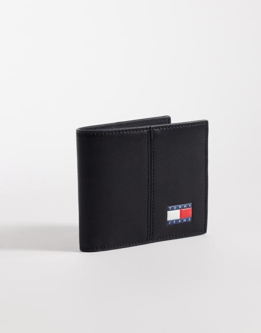 Tommy Jeans - Heritage - Portemonnee van leer met logo in zwart