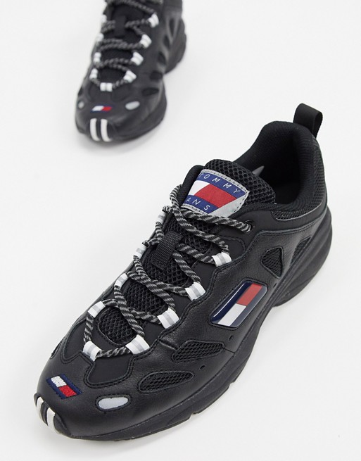 Tommy Jeans heritage retro trainers in black