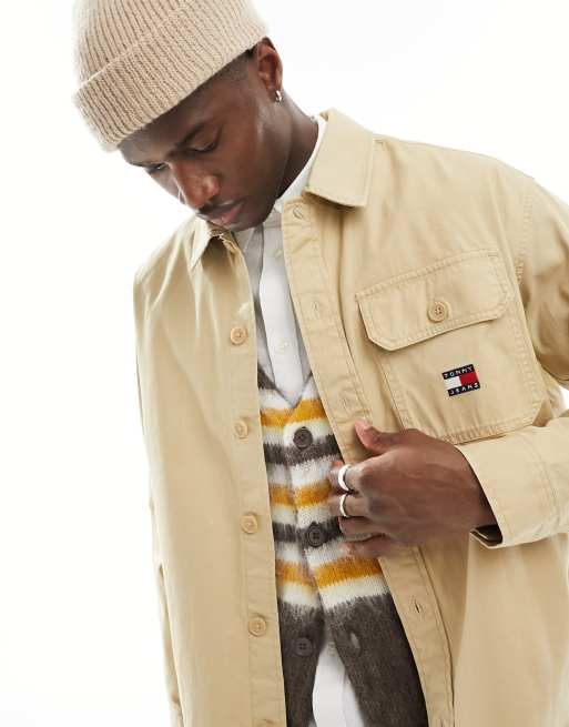 Tommy Jeans - Hero - Sandfarvet overskjorte med collegeprint, 3 af 4