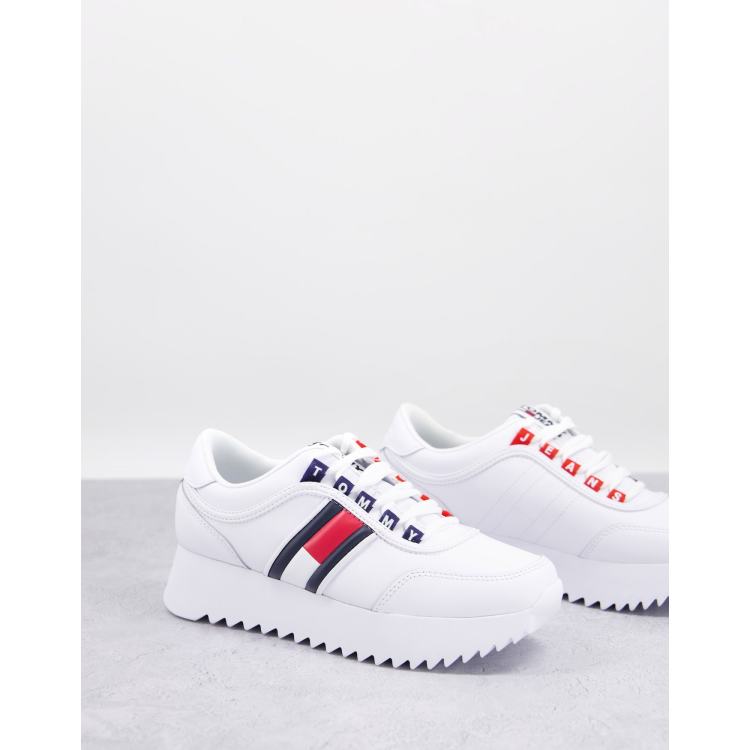 Tommy hilfiger white store high cleated sneaker trainers