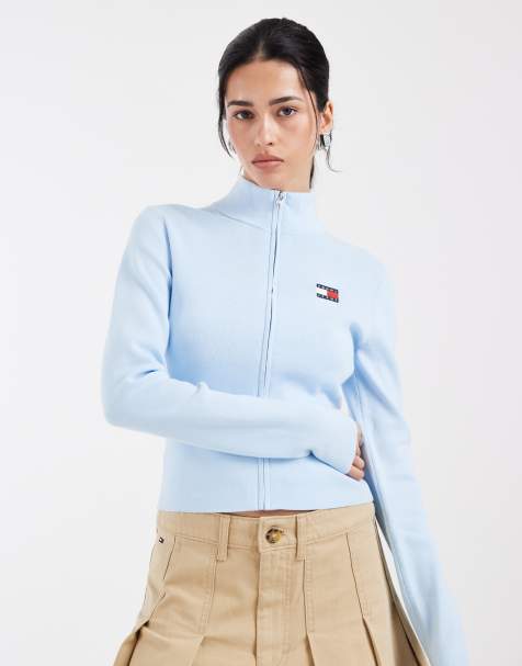 Tommy Jeans high neck cardigan in baby blue - view 1