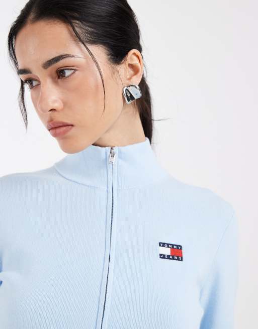 Tommy Jeans high neck cardigan in baby blue, 3 of 4