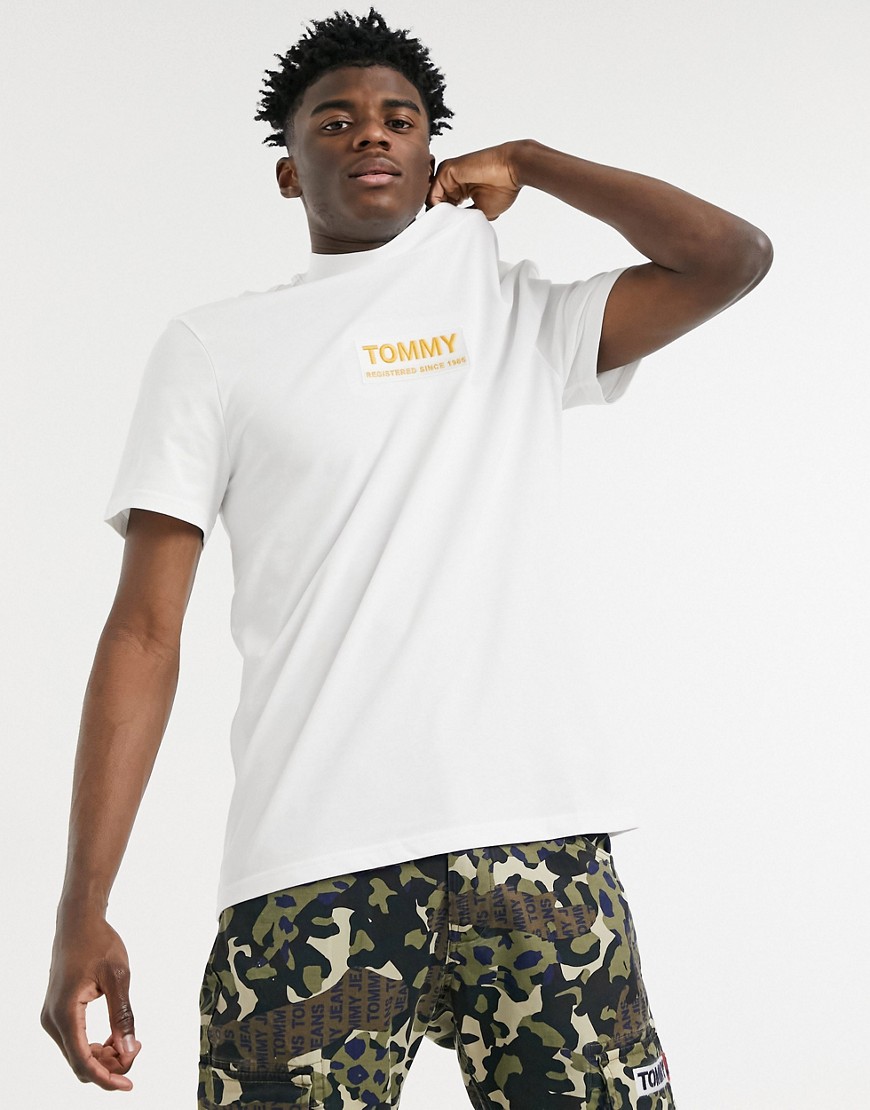 Tommy Jeans high neck chest logo T-shirt in white