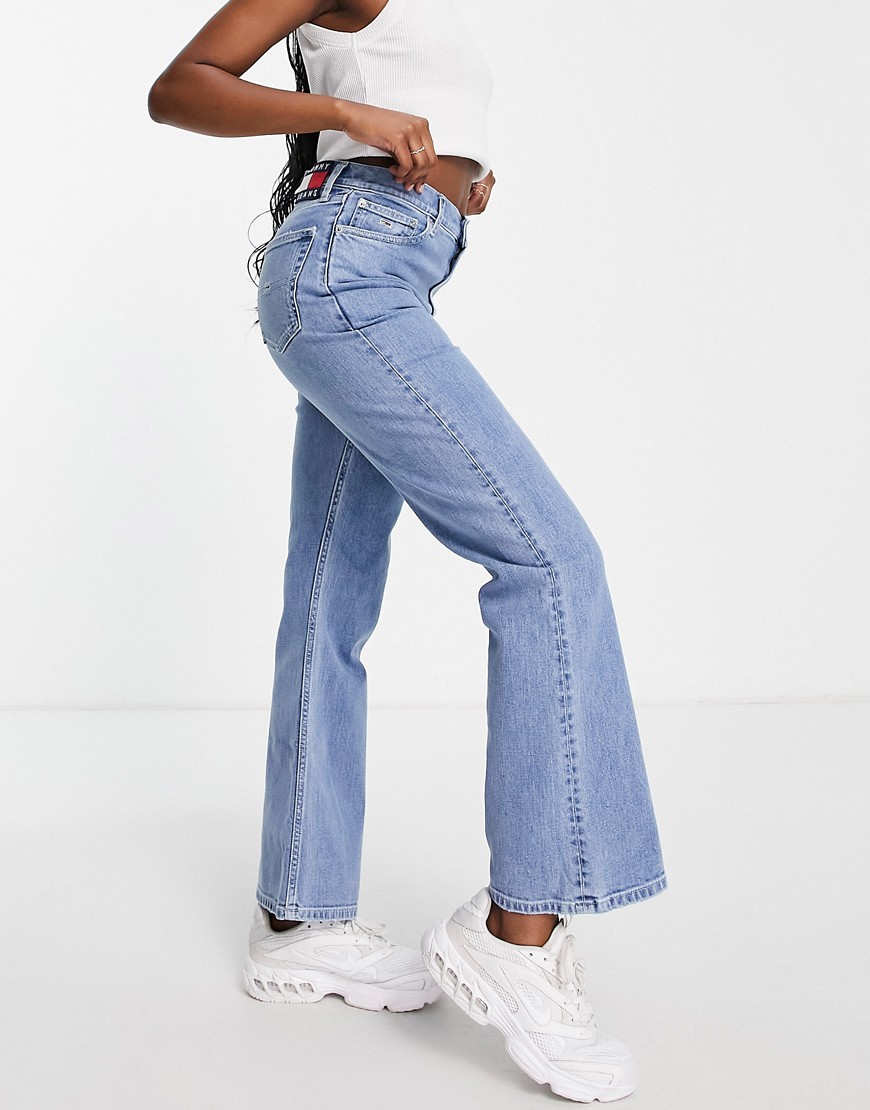 Tommy Jeans high rise flare jeans in mid wash-Blue