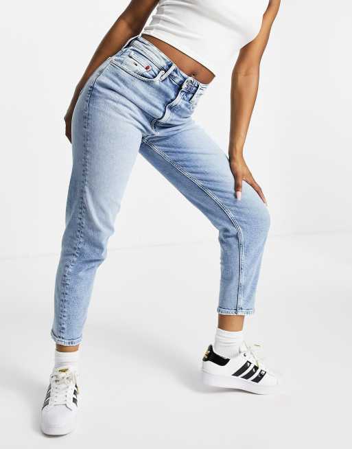 Tommy Jeans Plus high rise mom jeans in light blue wash