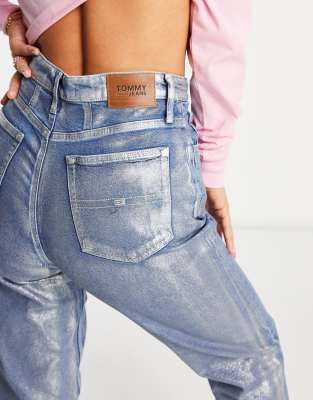 silver metallic jeans