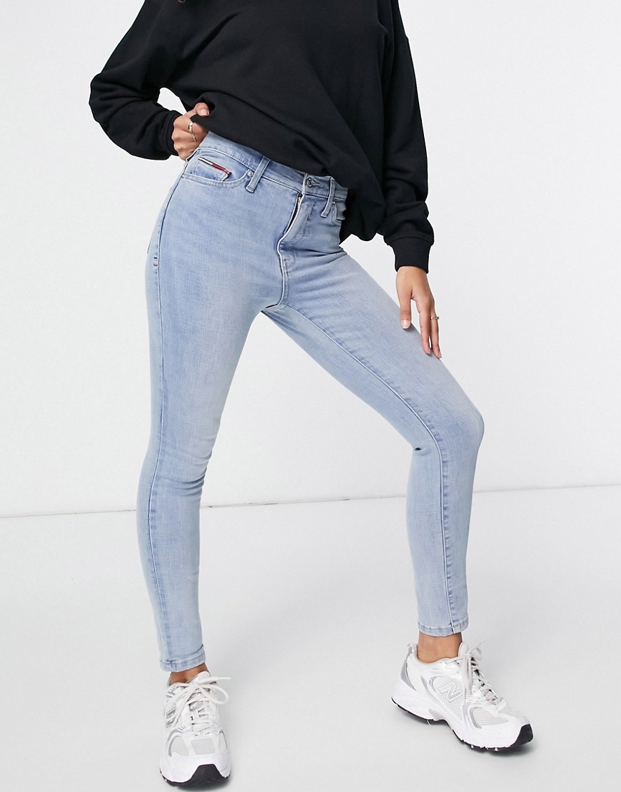 Tommy Jeans high rise skinny jeans in light wash-Blues