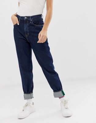 high rise tapered jeans