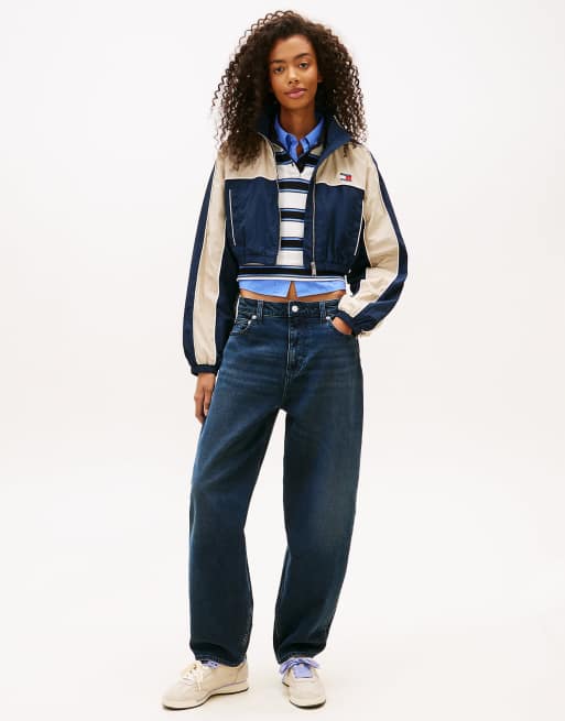 Tommy Jeans High rise wide balloon leg jeans in dark blue