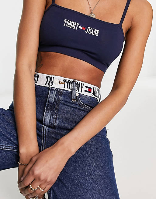 Tommy Jeans high rise wide leg jeans in mid wash | ASOS