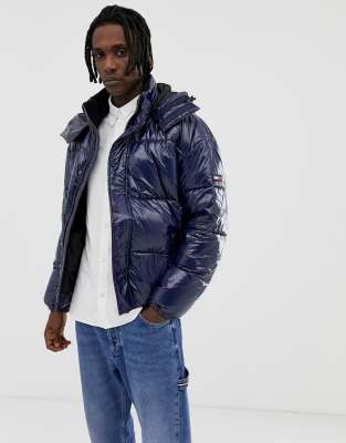 Tommy Jeans high shine puffer jacket in navy ASOS