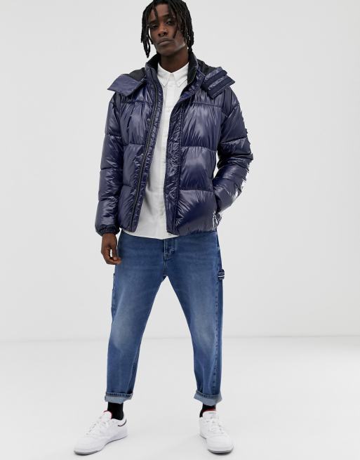 Asos high shine patent cheap puffer jacket