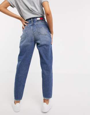 tommy jeans high rise tapered mom jeans