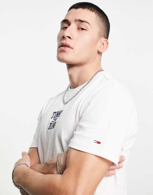 Tommy Jeans homespun central logo t-shirt classic fit in white