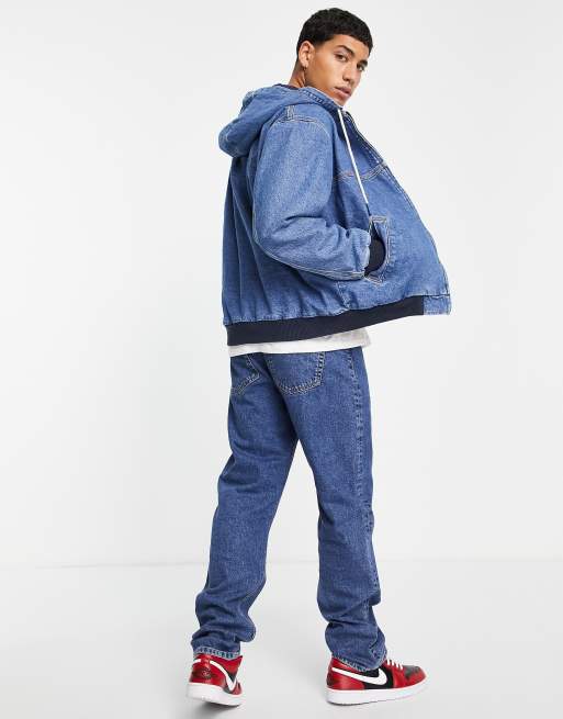 Tommy Jeans hooded denim jacket in mid wash