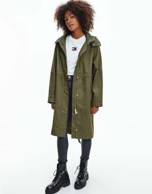 Tommy Jeans hooded parka in olive green - ASOS Price Checker