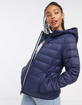 tommy jeans basic quilted hooded jacket