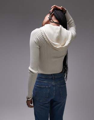 Tommy Jeans Hooded Zip Up Cardigan In White
