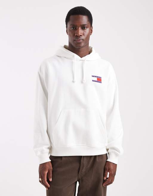 Tommy Jeans - Hoodie met logo op de borst en rug in ecru, 2 van 5