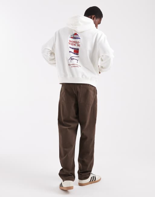 Tommy Jeans - Hoodie met logo op de borst en rug in ecru, 3 van 5