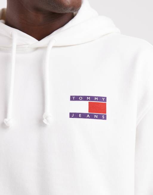 Tommy Jeans - Hoodie met logo op de borst en rug in ecru, 5 van 5