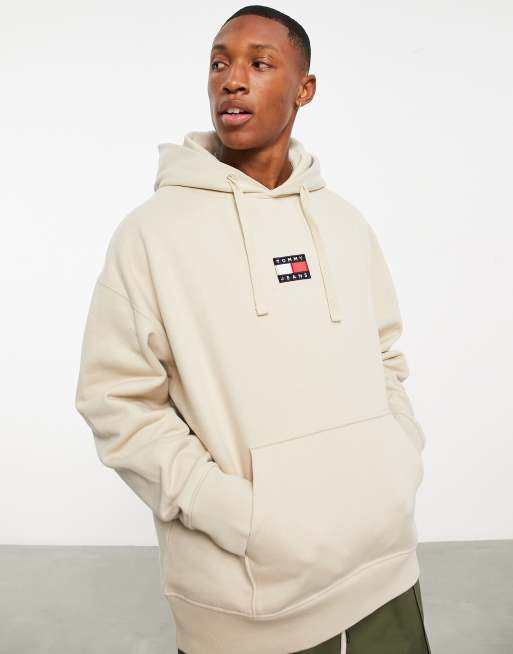 Tommy Jeans - Hoodie met logobadge in beige