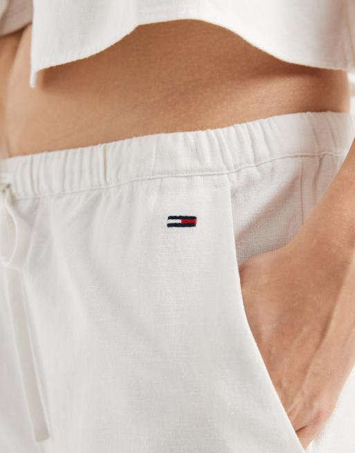 Tommy Jeans – Hose aus Leinen in Cremeweiß mit Lochstickerei, 2 von 5