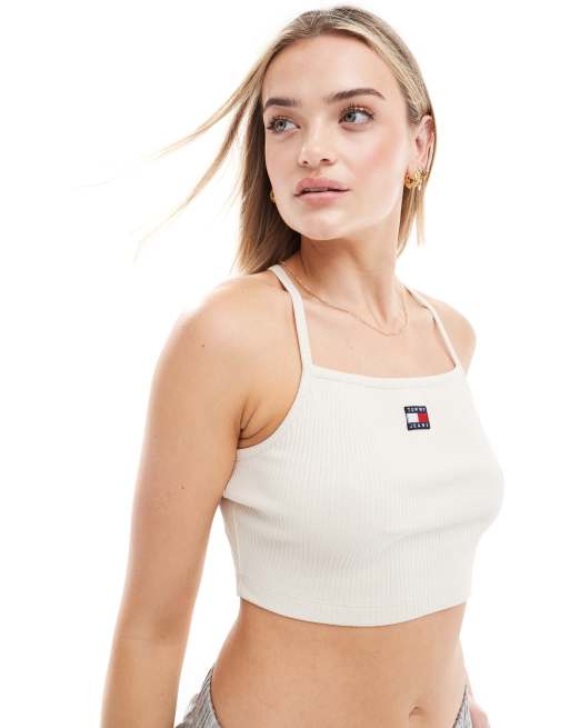 Tommy Jeans - Hvid bralette med badge og stropper
