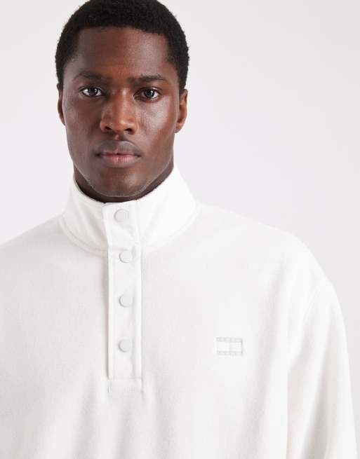 Tommy Jeans - Hvid polar-fleece med knapper og Flag-logo , 5 af 5