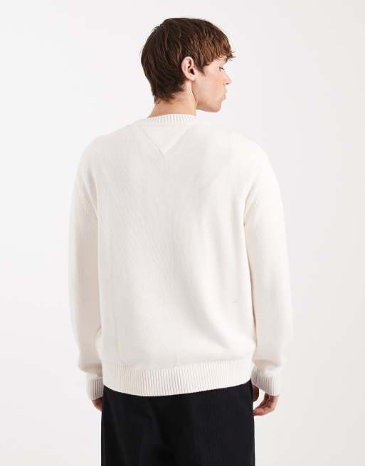 Tommy Jeans - Hvid striktrøje med grafisk signaturlogo, 3 af 5