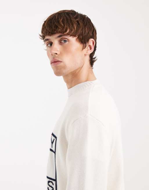 Tommy Jeans - Hvid striktrøje med grafisk signaturlogo, 4 af 5