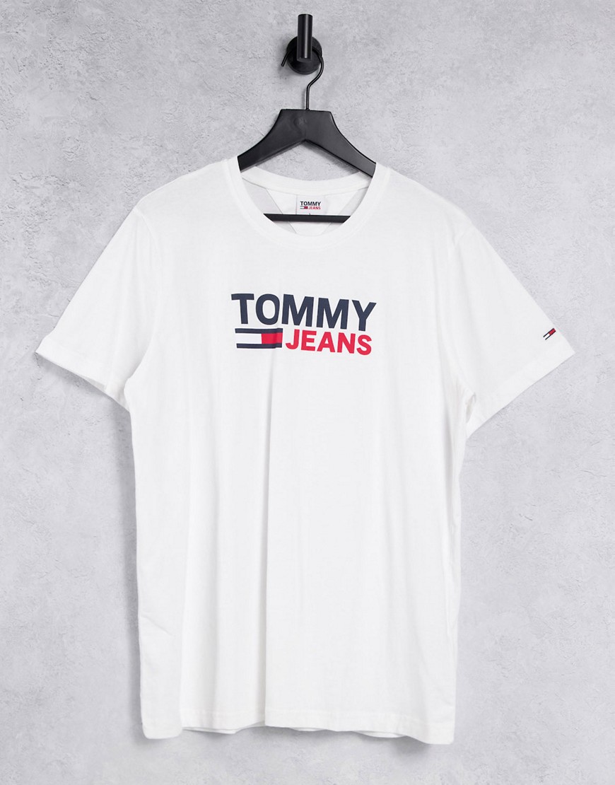 Tommy Jeans - Hvid t-shirt med virksomhedslogo