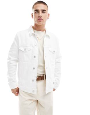 Tommy Jeans - Hvid truckerjakke i almindelig pasform
