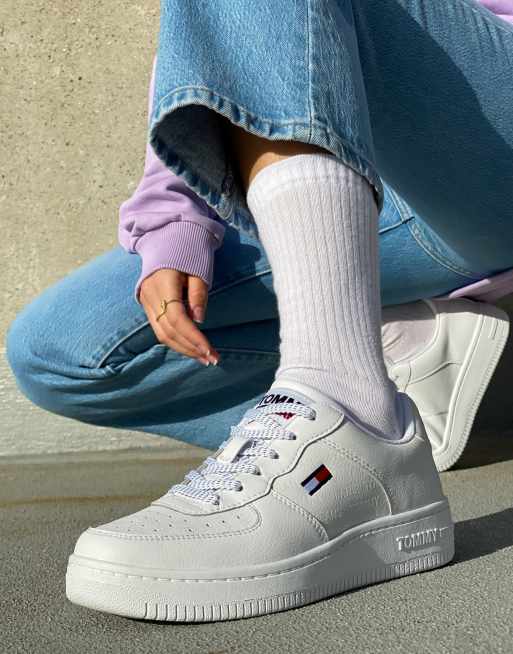 Tommy Jeans - Hvide reflekterende basket-sneakers 