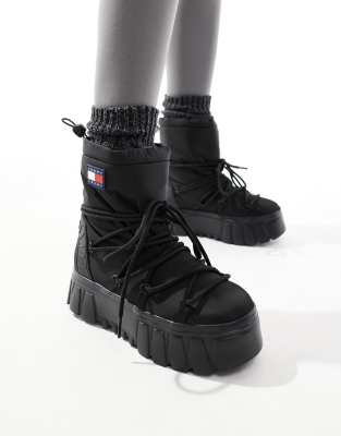 Tommy Jeans - Hybrid - Schneestiefel in Schwarz mit Plateausohle